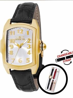 Invicta Lupah Special Edition Gold Watch with Silver Dial Interchangeable Strap